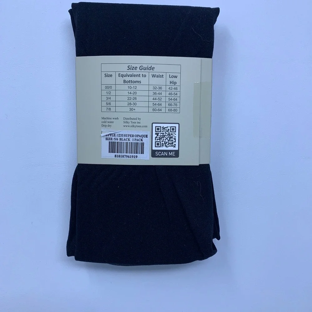 Silky Toes Womens 5/6 Black True Plus Super Opaque Tights 1233